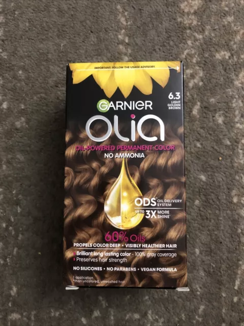 Garnier Olia Ammonia Free Hair Color 6.3 LIGHT GOLDEN BROWN - box damage