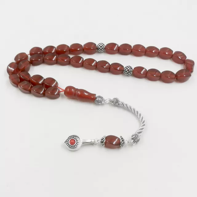 Tasbih Natural Brazil Red Agate stone misbaha bracelet prayer bead