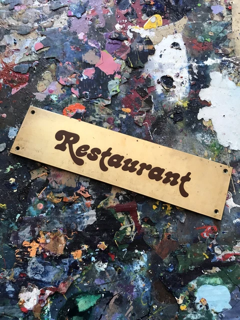 Vintage 1970's Restaurant Brass Door Sign