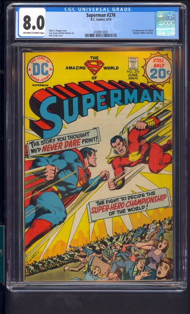 Superman 276 CGC 8.0 1st App of Captain Thunder Willie Fawcett 1974 NICK CARDY