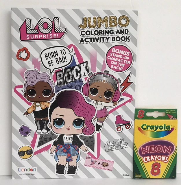 NEW LOL SURPRISE Jumbo Coloring & Activity Book + Neon Crayons, Kids