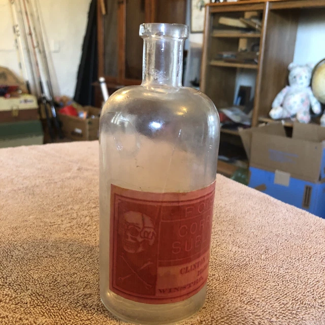 Vintage Poison bottle Clinton C. Buch Pharmacists