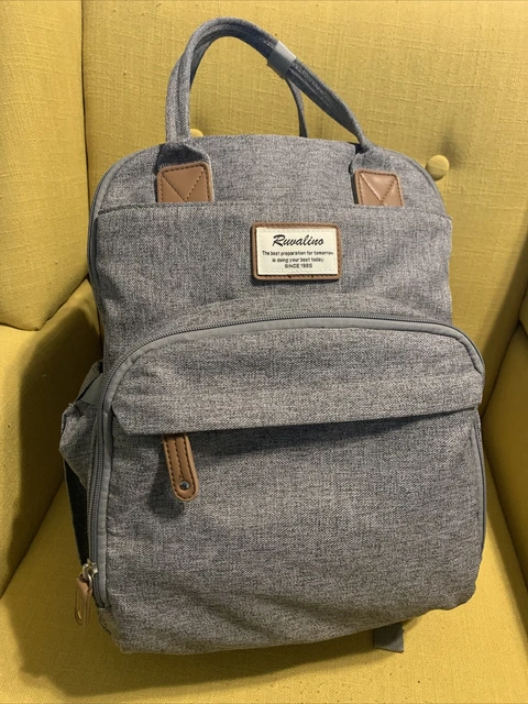 RUVALINO Baby Diaper Bag Mom's Backpack, Multifunction Travel Maternity Gray