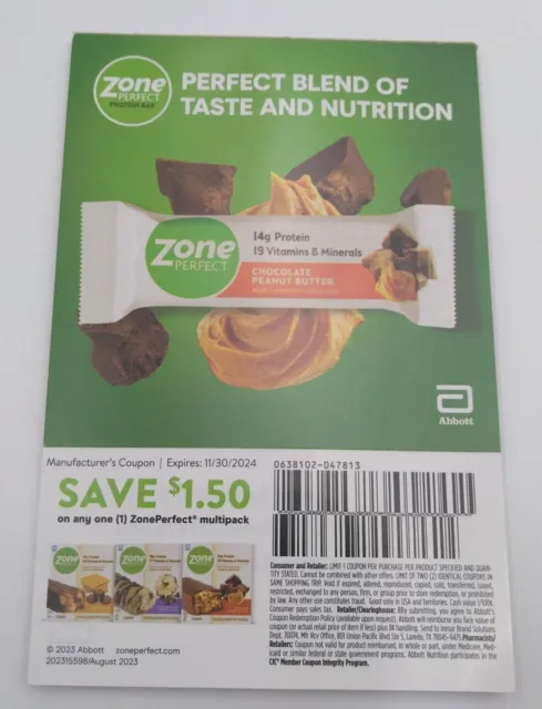Zone Perfect $1.50 off Any Multipack exp 11/2024 Lot of 26 Coupons Save $39.00