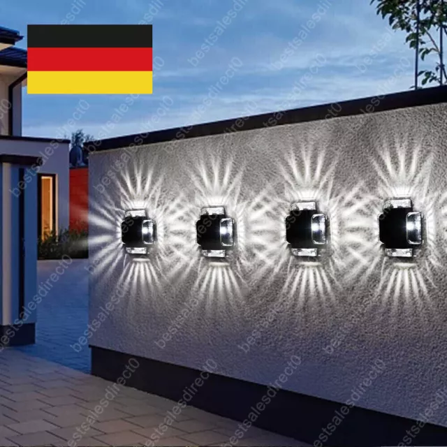4tlg Solarleuchten LED Garten Dachrinnenleuchte Zaunleuchte Außen Treppen Licht
