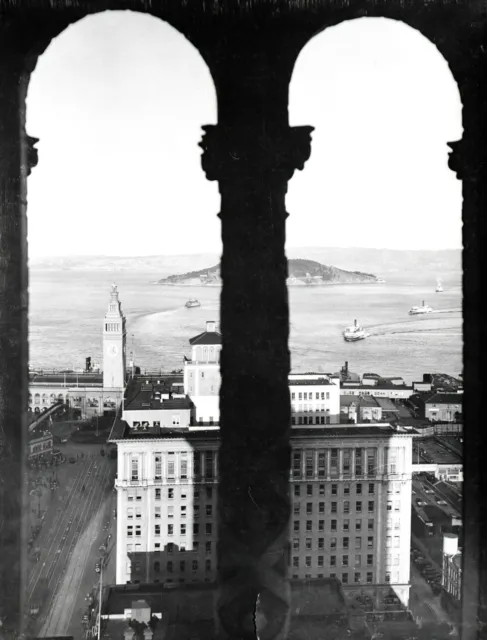 1930s SAN FRANCISCO MATSON BUILDING VIEW to FERRY BUILDING&YERBA BUENA~NEGATIVE