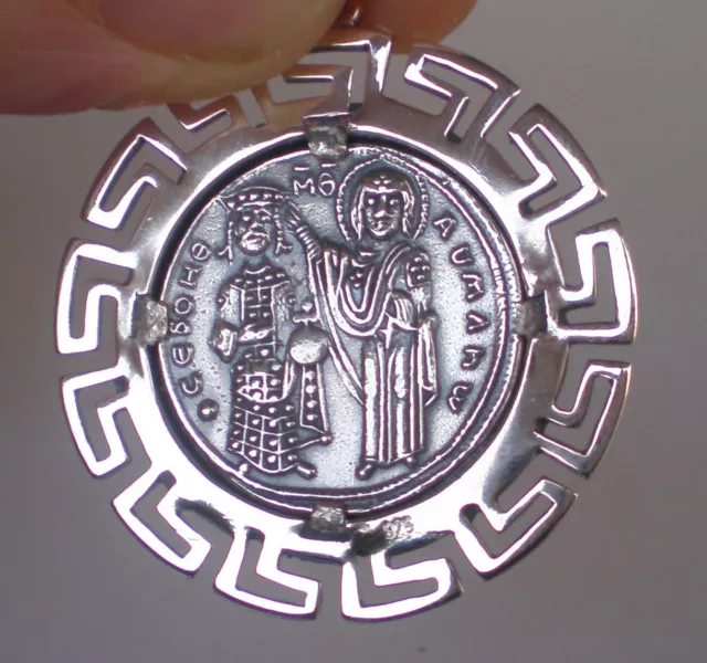 Byzantine Konstantinato X-Large Silver Pendant - Histamenon - Christ Enthroned 2