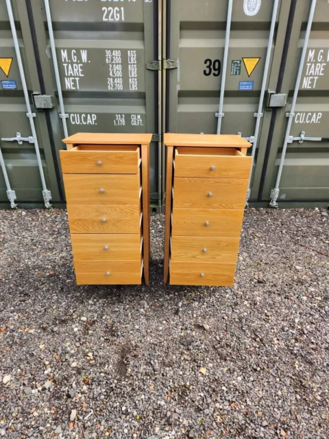 2 x Oak Tallboy Chest of Drawers (six)  suitable for Bedroom etc