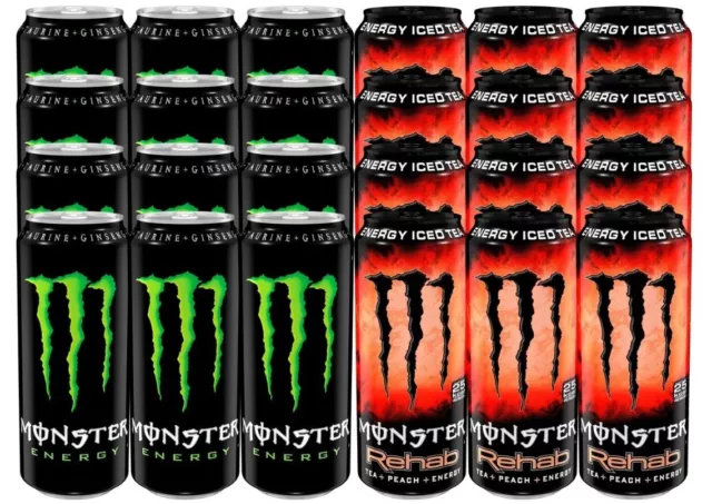 Monster Energy Mix  ( 12 x 500 ml Classic & 12 x 500 ml  Monster Rehab Peach )