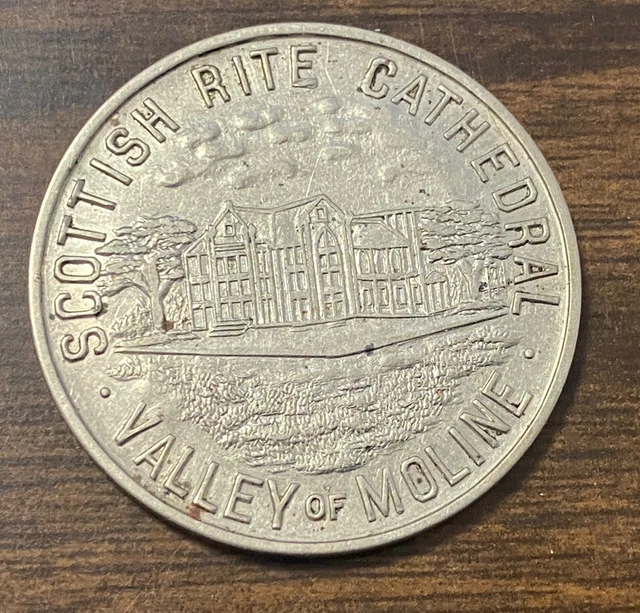 SCOTTISH RITE CATHEDRAL Moline Consistory 1952 Silver Anniversary 1 3/8 ...