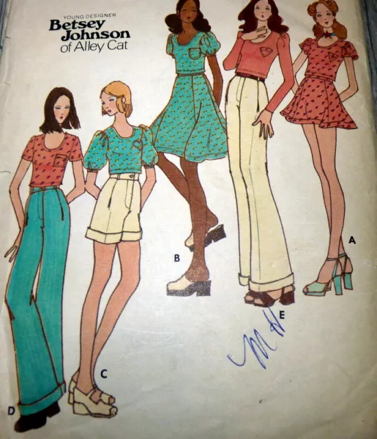 VTG 1970s TOP SKIRT & PANTS BETSEY JOHNSON Designer Sewing Pattern 10/32.5