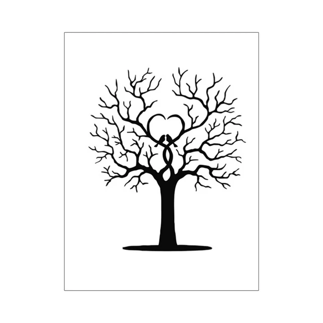 40 x 60 cm Huellas Dactilares Creativas Firma Lienzo Invitado Registro Árbol Fi