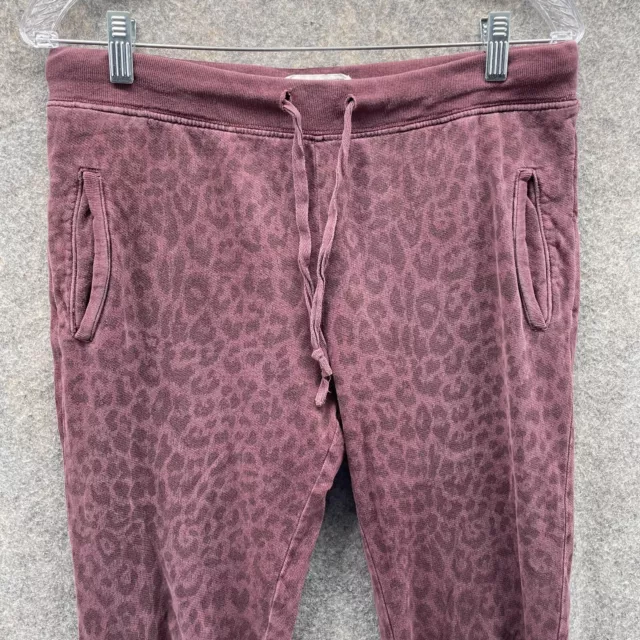 Current Elliott Sweatpants Women 1 Burgundy Jogger Pants Drawstring Leopard Slim 2