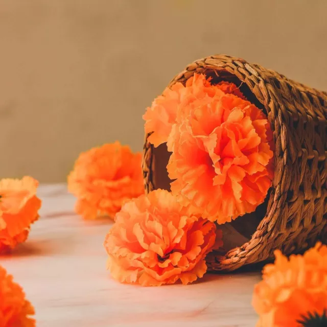 Cabezas de flores de caléndula a granel 12 piezas de flores artificiales de...