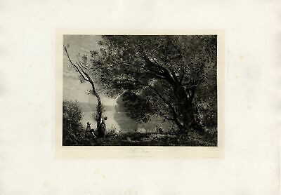 Camille Corot Le Lac - Gravure Grand Folio Charles-Louis Kratké XIXe 3