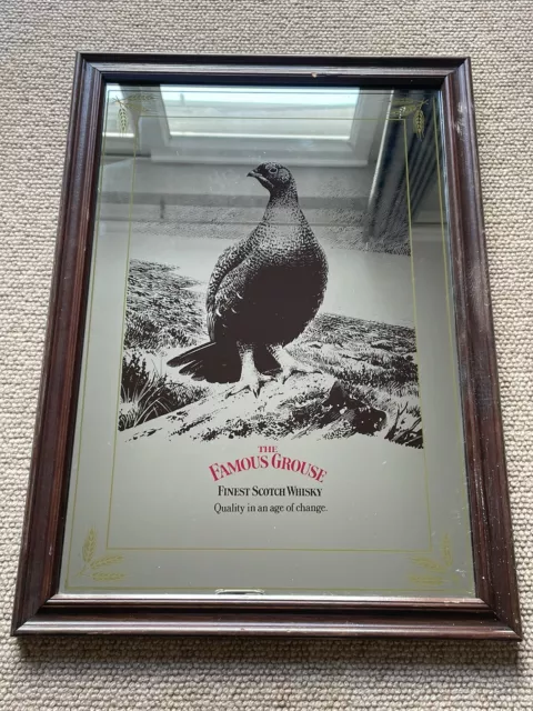 THE FAMOUS GROUSE MIRROR - FINEST SCOTCH WHISKY RARE Advertising Pub Scotland