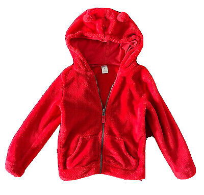 Carters Unisex Kid’s Red Fluffy Zip Up Hoodie Jacket Size 5