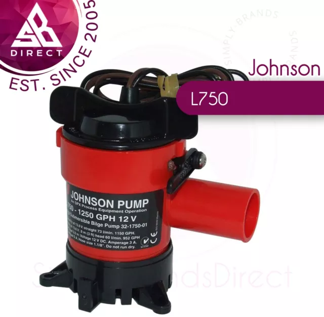 Johnson L750 Cartridge Submersible 12V Bilge Pump│4353 LPH│5A│For Marine Boats