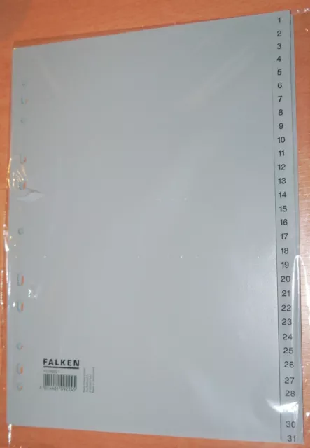 Original Falken PP Kunststoff Register 1-31 Grau DIN A 4 - Neu