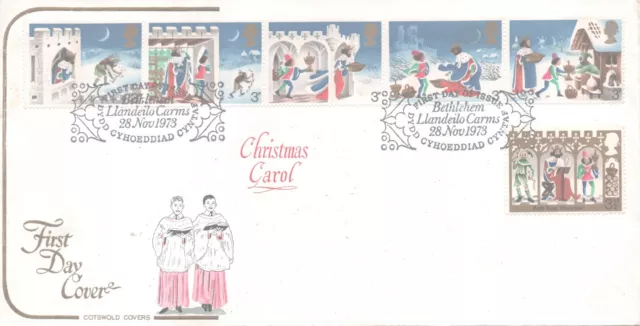 FDC Great Britain Wales Christmas Carol November 28 1973 Cotswold Covers