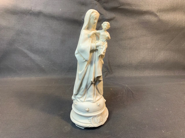 Statuette Vierge Marie En Prière – Style Lourdes – Plâtre Peint – Ancienne
