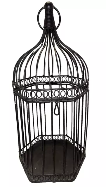 Ornamental Birdcage Black Metal Opening Top Hanging Ring Home Decor Wedding