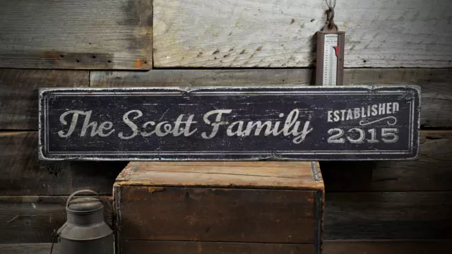 Established Date Family, Rustic Family - Rustic Distressed Wood Sign