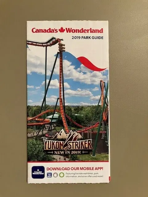 2019 CANADA'S WONDERLAND amusement park map brochure guide roller ...