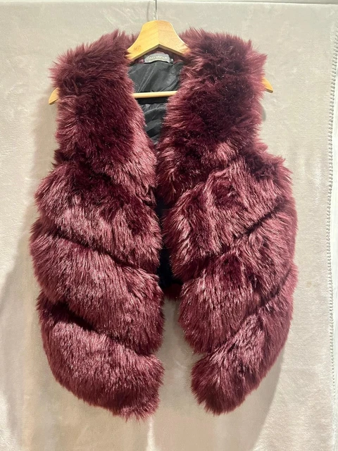LADIES BURGUNDY wine gilet with faux fur lining. Size Large. Never worn 26.00 PicClick UK