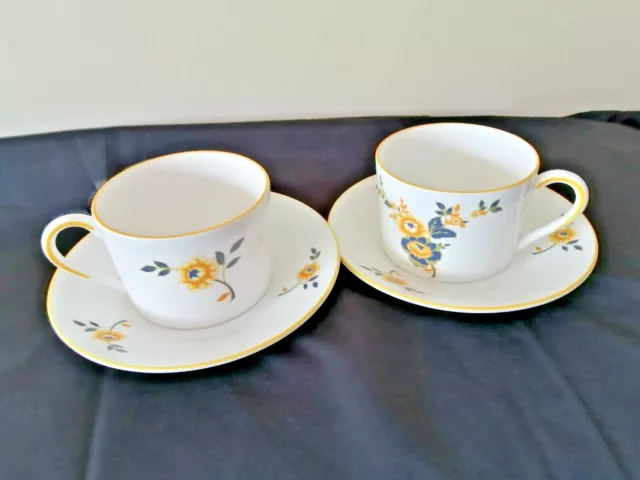 2 x Beautiful Coalport Multi Colour Flat Cup And Saucer Made In England - S