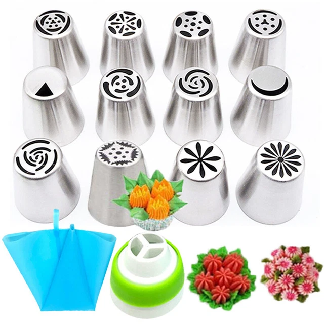 14 pz/set ugello per tubazioni ghiaccio fiori foglie russe punte topper per torta strumenti da forno
