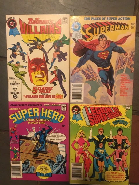 Dc Comics Lot Of 3 Blue Ribbon Super-Hero Digests Plus One Archie Vg+ Condition