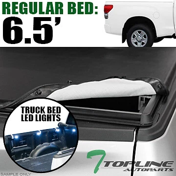 Topline For 2007-2016 Toyota Tundra 6.5' Bed Hidden Snap Tonneau Cover+LED Light