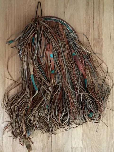 Antique West African Fulani Ceremonial Hat Costume Fringe Leather