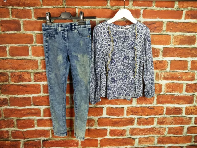 Girls Bundle Age 6-7 Years Next Fatface Jeggings Jeans Top Long Sleeve 122Cm