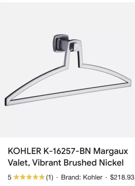 Kohler K-16257- СР Modern Valet Hanger Design Towel Ring from Margaux Collection