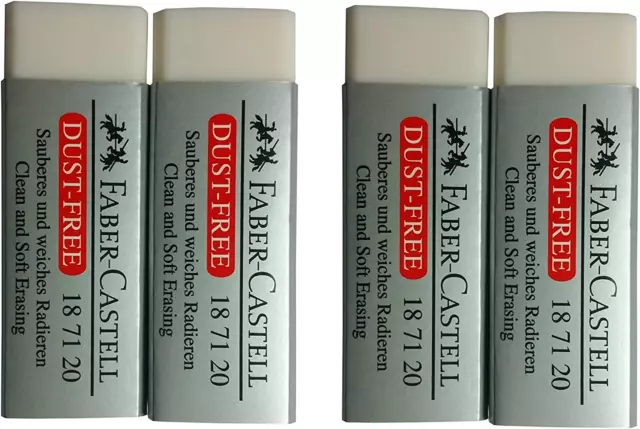 [Pack of 4] Faber-Castell LARGE Eraser Dust Free Clean and Soft Erasing for ART,