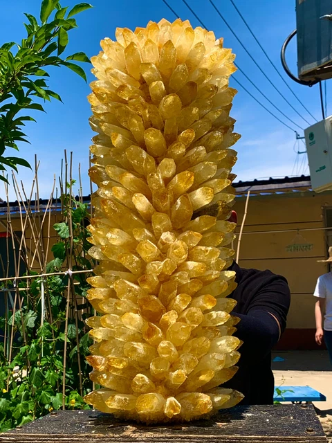 60.45LB  New Find yellow Phantom Quartz Crystal Cluster Mineral Specimen Healing 2