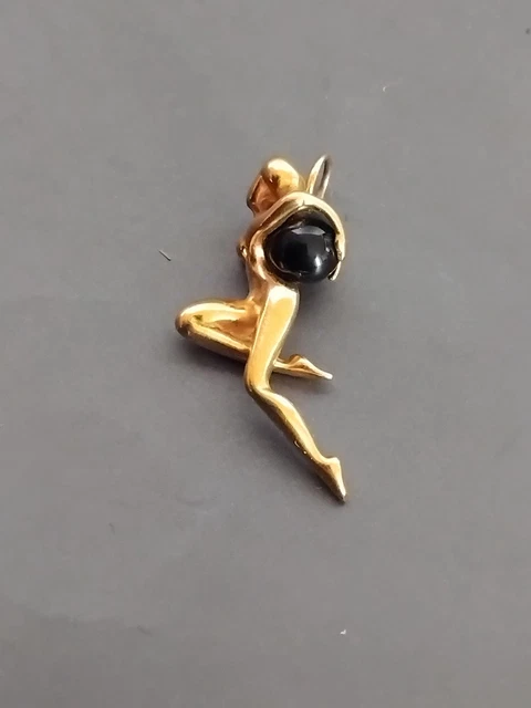 Pendentif Charles Jourdan - Femme Nue Aux Cheveux Longs - Bronze Ou Laiton Doré - Occasion