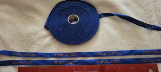 BLUE LOUIS VUITTON By The Yard Packaging Ribbon Gold Brown Letters
