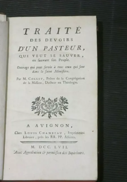 1757 Avignon Collet Traité D'un Pasteur Qui Veut Se Sauver Et Sauver Son Peuple 3