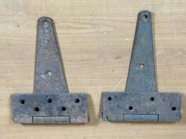 2pc LOT VINTAGE ~ 10" Barn Door Strap T Hinge Hinges ~ FREE SHIPPING 5