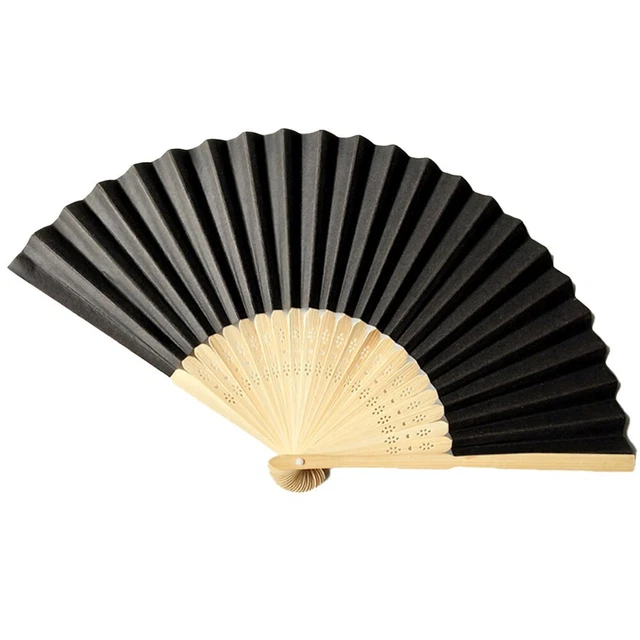Verano Boda y Fiesta Regalo Bambú Negro Ventilador de Mano Plegable