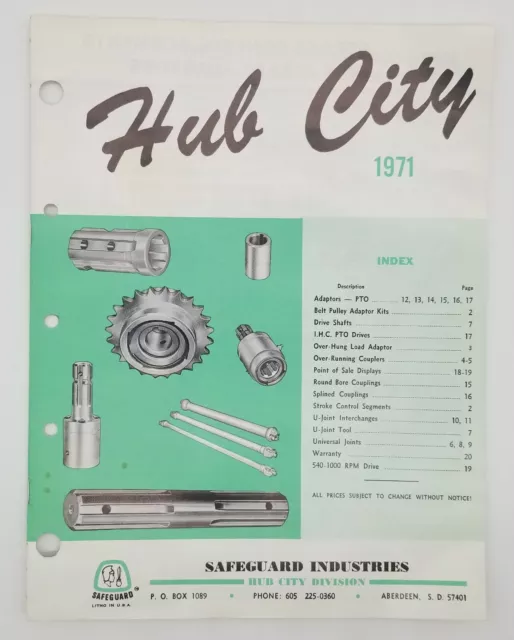 Vintage 1971 Safeguard Industries Hub City Sales & Dealer Advertising Brochure