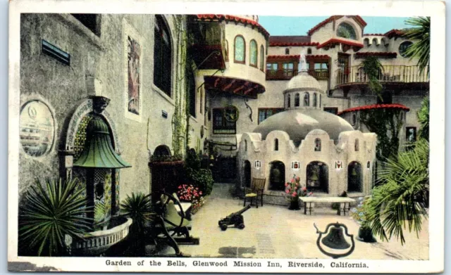 Postcard - Garden of the Bells, Glenwood Mission Inn, Riverside, California, USA