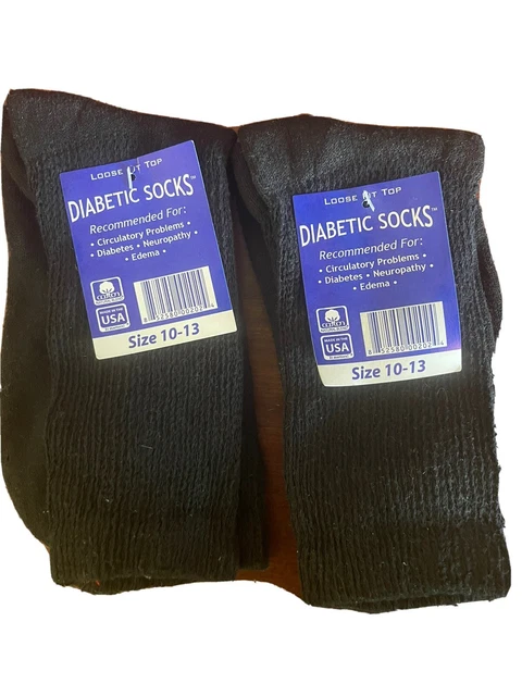 2 Diabetic Socks Mens Circulatory Diabetic Neuropathy Edema Color White 10-13
