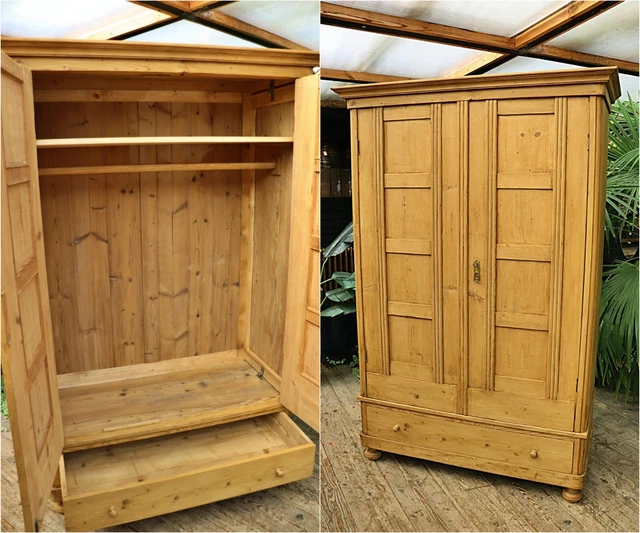 😍Beautiful! Quality Old Antique Pine Double Knock Down Wardrobe-WE DEL/ASSEMBLE
