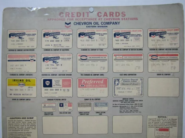 1960s CHEVRON CREDIT CARD Sign gas station repair shop DX AMEX Sohio Fina 3