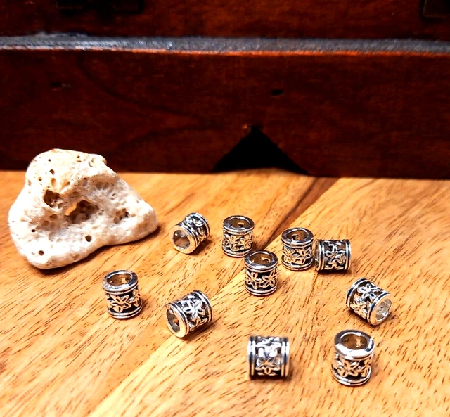 10 Spacer Perlen Zwischen Perlen Schmuck DIY Basteln silberfarben Röhre (11)