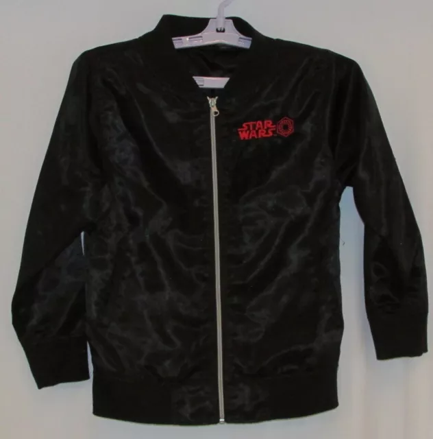 Star Wars Jacket Youth Size Small Black Satin Full Zip Tie Fighter Polyester